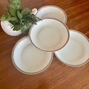 Classic White Porcelain Soup Bowls with Gold Trim - Set of 4